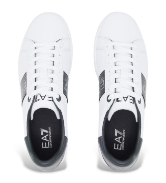 EA7 Klassiske lder-sneakers i hvid