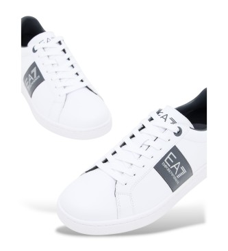 EA7 Klassiske lder-sneakers i hvid