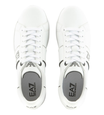 EA7 Klassische Logo-Ledersneakers wei