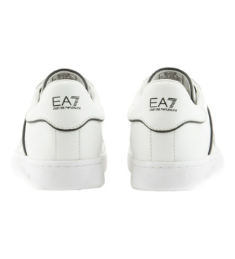 EA7 Klasične usnjene superge z logotipom bele barve