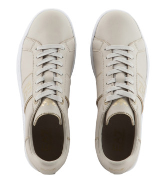 EA7 Sneakers classiche in pelle beige con logo