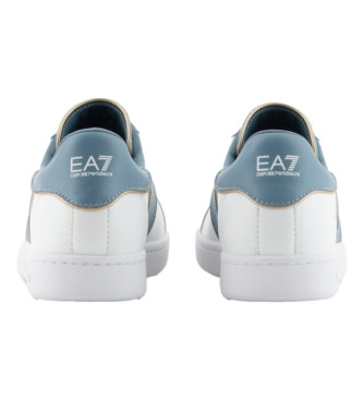 EA7 Klasične usnjene superge z logotipom bele barve