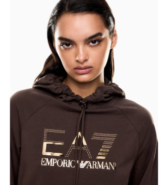 EA7 Organic cotton blend tracksuit with brown maxilogotype