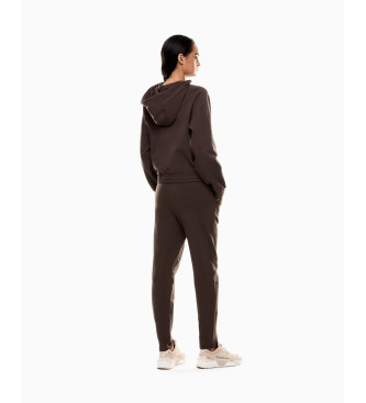EA7 Organic cotton blend tracksuit with brown maxilogotype
