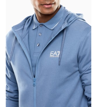 EA7 Blå Core Identity hættetrøje
