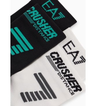 EA7 Lot de 2 paires de chaussettes de distance Crusher noir, blanc, noir