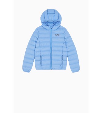 EA7 Visibility hooded quilted bomber jacket blue