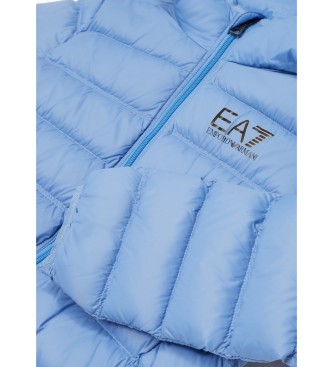 EA7 Visibility hooded quilted bomber jacket blue