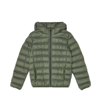 EA7 Visibility hooded quilted bomber jacket green