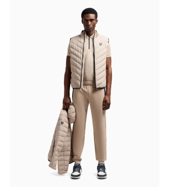 EA7 Foldable quilted waistcoat in beige technical fabric