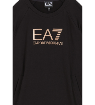 EA7 Shiny Girl dress in black stretch cotton