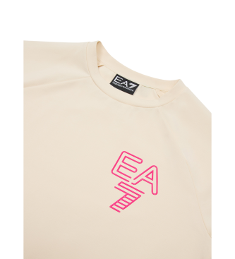 EA7 Visibility-kjole i beige bomuldsjersey med stretch