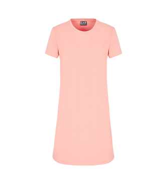 EA7 Short dress Core Lady pink stretch cotton knitted dress