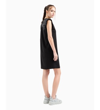 EA7 Graphic Series short dress in black stretch cotton