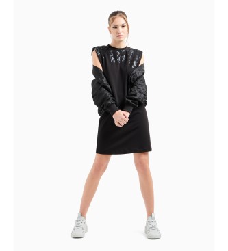 EA7 Graphic Series short dress in black stretch cotton