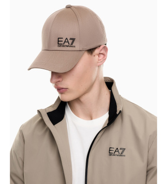 EA7 Czapka bawełniana train core z zakrzywionym daszkiem Caps U beżowa