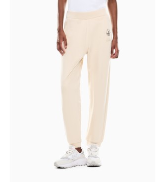 EA7 Pantaloni tuta Graphic Series in misto cotone beige