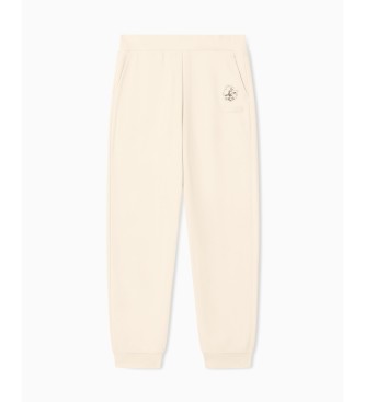 EA7 Pantaloni tuta Graphic Series in misto cotone beige