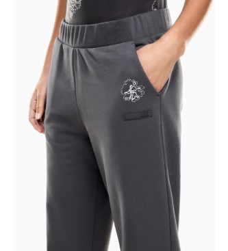 EA7 Pantaloni tuta Graphic Series in misto cotone grigio