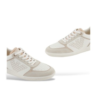 EA7 Skórzane sneakersy Heritage Eagle w kolorze białym