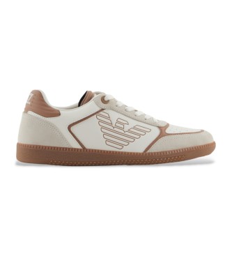 EA7 Skórzane sneakersy Heritage Eagle w kolorze beżowym
