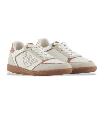 EA7 Skórzane sneakersy Heritage Eagle w kolorze beżowym