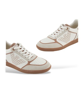 EA7 Skórzane sneakersy Heritage Eagle w kolorze beżowym