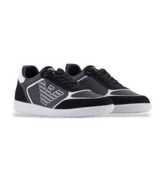 EA7 Heritage Eagle usnjene športne copate črne barve