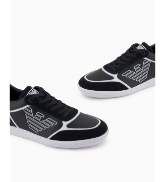 EA7 Heritage Eagle usnjene športne copate črne barve