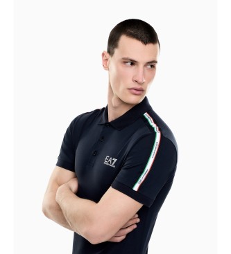 EA7 Poloshirt aus Baumwollpiqué Italian Spirit marineblau