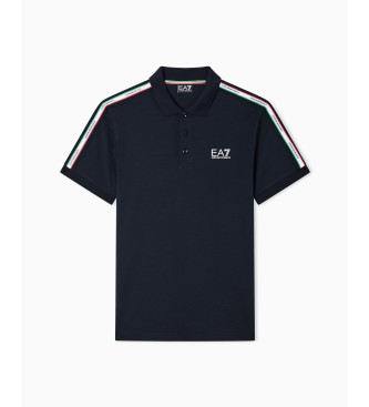 EA7 Poloshirt aus Baumwollpiqué Italian Spirit marineblau