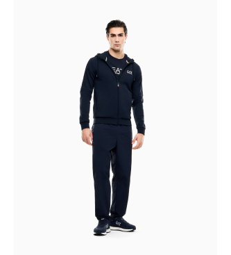 EA7 Gebreide hoodie Italian Spirit marineblauw