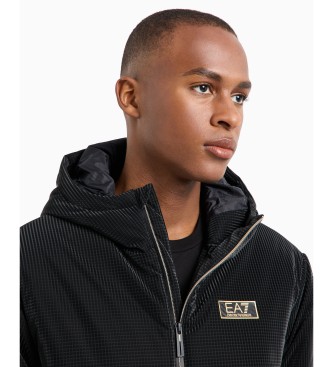 EA7 Schwarze Jacke mit Kapuze