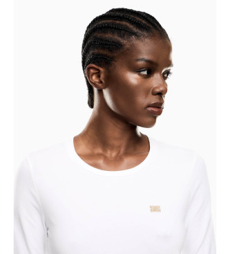 EA7 Maglietta elasticizzata bianca a maniche lunghe