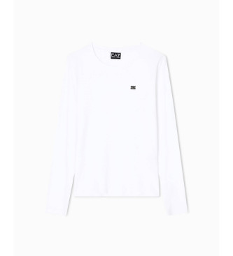 EA7 Maglietta elasticizzata bianca a maniche lunghe