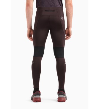 EA7 Legginsy Dynamic Athlete z technicznego materiału VIGOR7 w kolorze brązowym