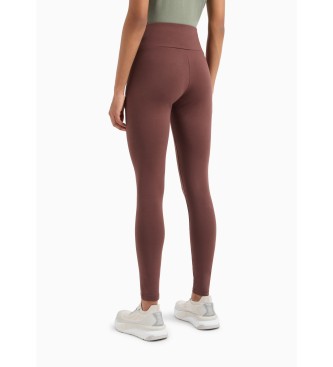 EA7 Logo Series recycled cotton blend leggings brown