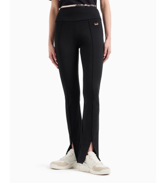 EA7 Leggings en coton stretch noir prcieux