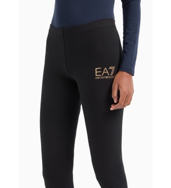 EA7 Legging da donna con nucleo in cotone elasticizzato nero