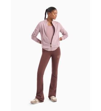 EA7 Tracksuit broek Core Lady in bruin stretch katoen