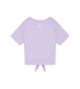 EA7 T-shirt girocollo in cotone elasticizzato Logo Series lilla