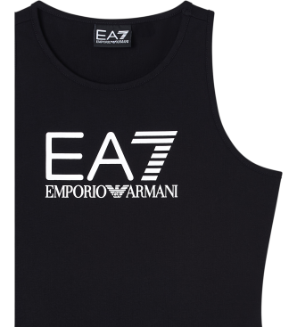 EA7 Črna obleka iz elastičnega bombaža Logo Series