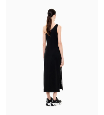 EA7 Abito asimmetrico in maglia elastica nera