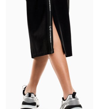 EA7 Long skirt in black stretch knit