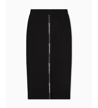 EA7 Long skirt in black stretch knit