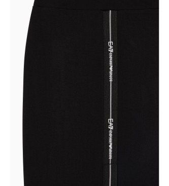 EA7 Long skirt in black stretch knit