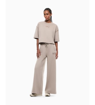 EA7 Pantalone misto cotone Logo beige