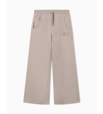 EA7 Pantalone misto cotone Logo beige