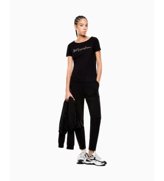 EA7 Maglietta in maglia elastica con logo Logo Series nero