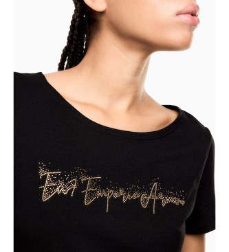 EA7 Maglietta in maglia elastica con logo Logo Series nero
